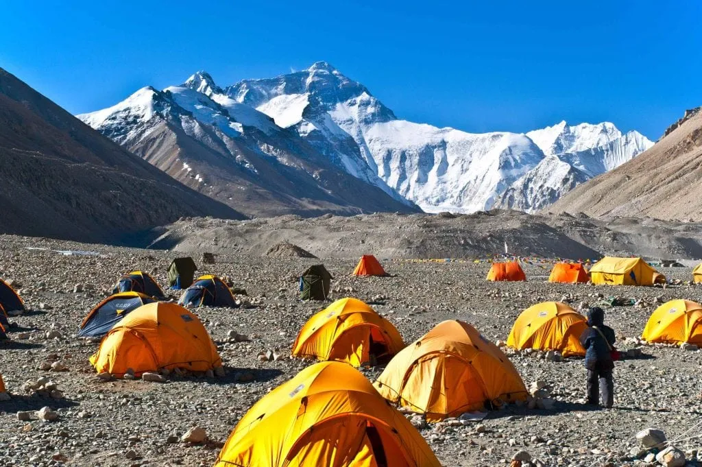 tents set up on mount everest